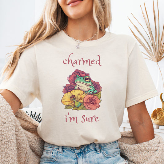 "Charmed, I'm Sure" Frog Shirt, Frog-core, Cottage-core, Comfort Colors